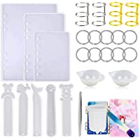 Woohome 26 Pz Molde Silicona Resina Cubierta de Cuaderno Marcador con Anillos de Libro y Taza de Medición de Silicona…